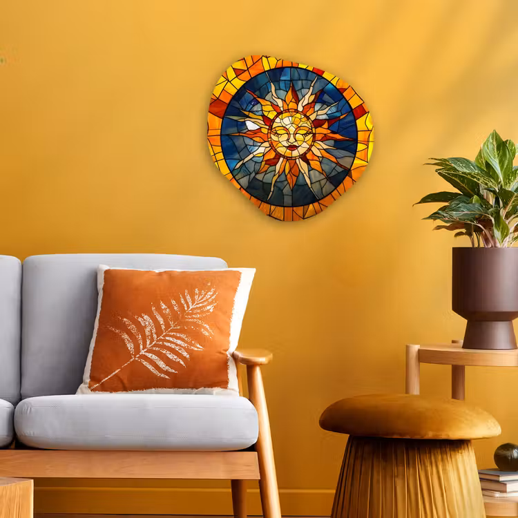 Organisch schilderij - Forex - Mozaïek - Zon - Geel - Cirkel — 3
