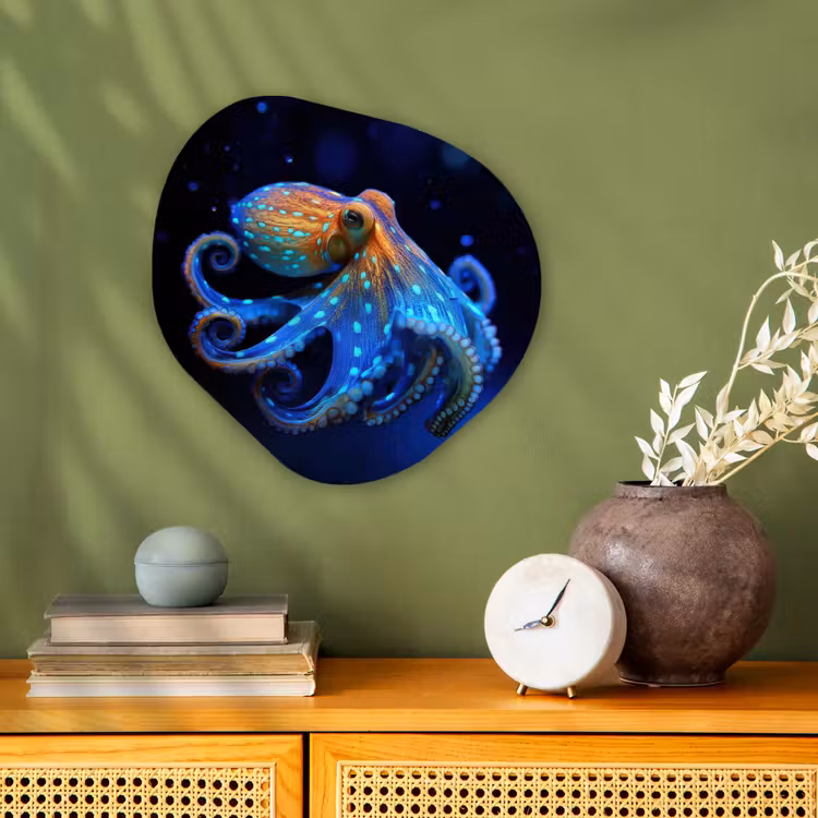 Organisch schilderij - Forex - Octopus - Stippen - Blauw - Zee — 2