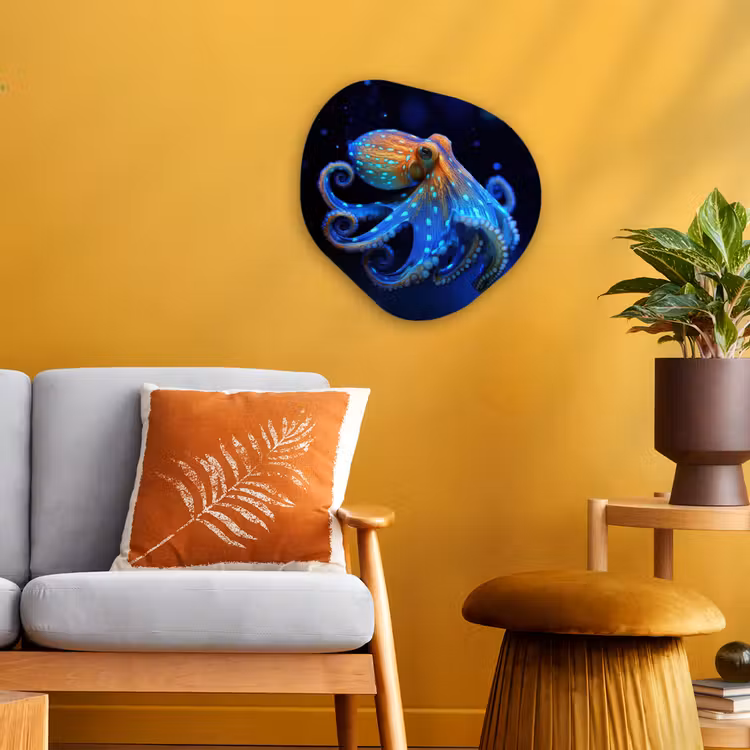 Organisch schilderij - Forex - Octopus - Stippen - Blauw - Zee — 3