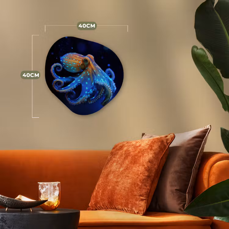 Organisch schilderij - Forex - Octopus - Stippen - Blauw - Zee — 4