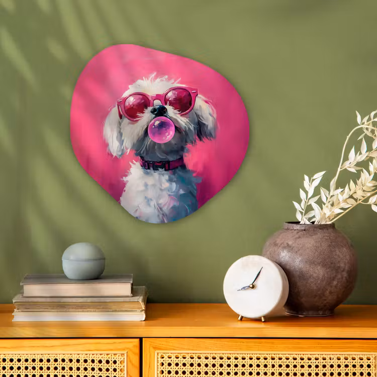 Organisch schilderij - Forex - Pink - Hond - Bubbel — 2