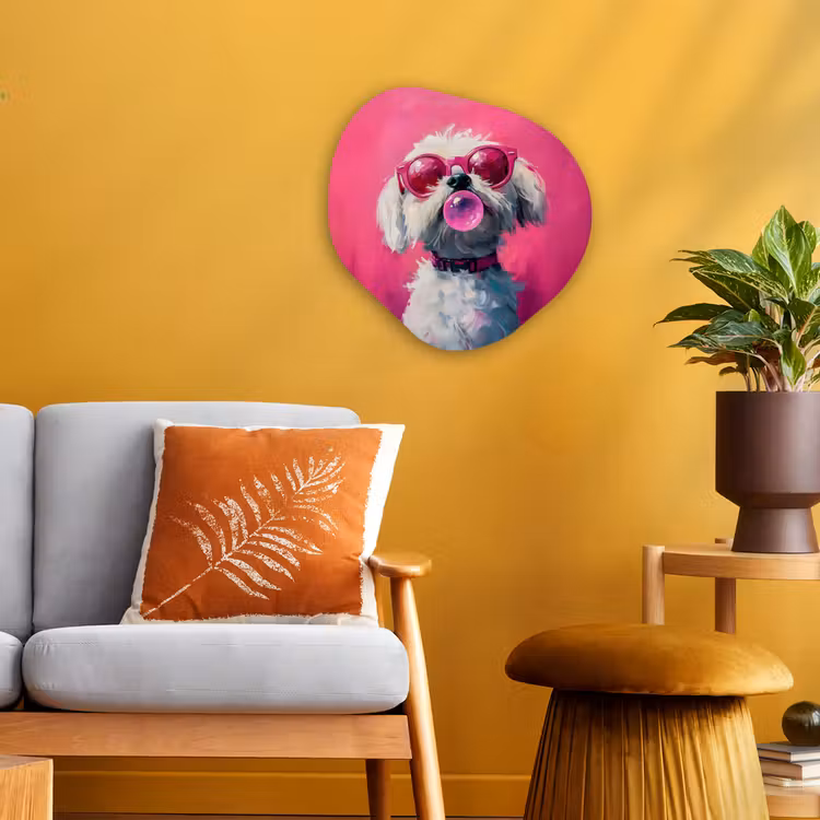 Organisch schilderij - Forex - Pink - Hond - Bubbel — 3
