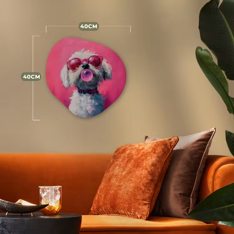 Organisch schilderij - Forex - Pink - Hond - Bubbel — 4