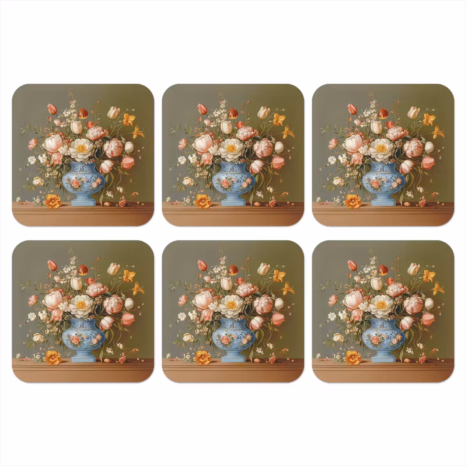 Onderzetter - Neutral - Bloemen - Boeket - Vaas — 1