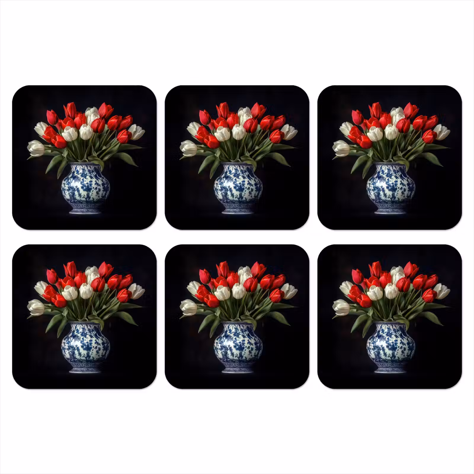 Onderzetter - Rode - Bloemen - Tulpen - Vaas — 1