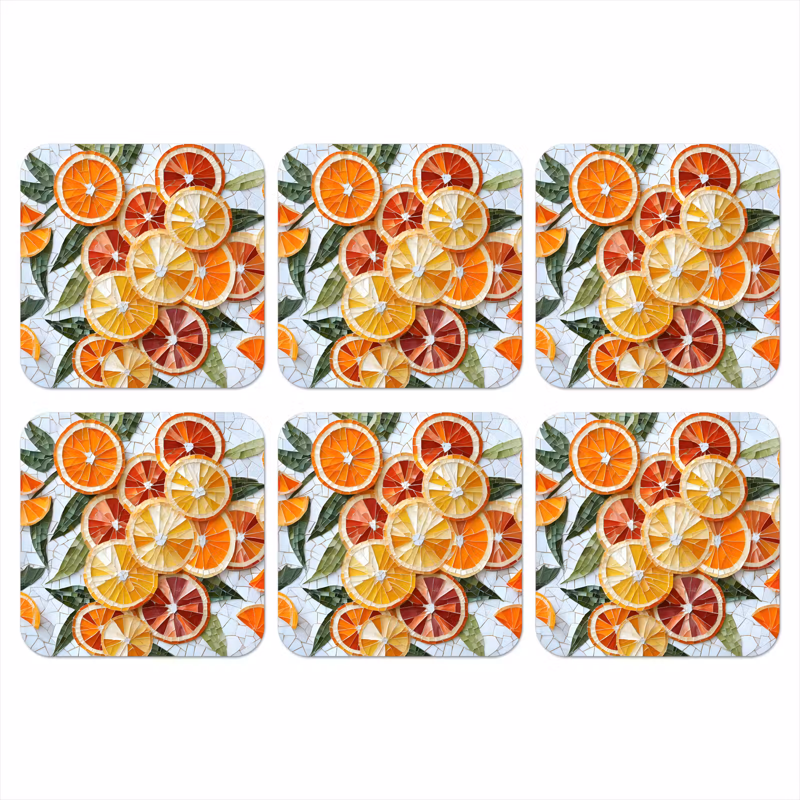 Onderzetter - Schijfjes - Fruit - Oranje - Mozaïek — 1