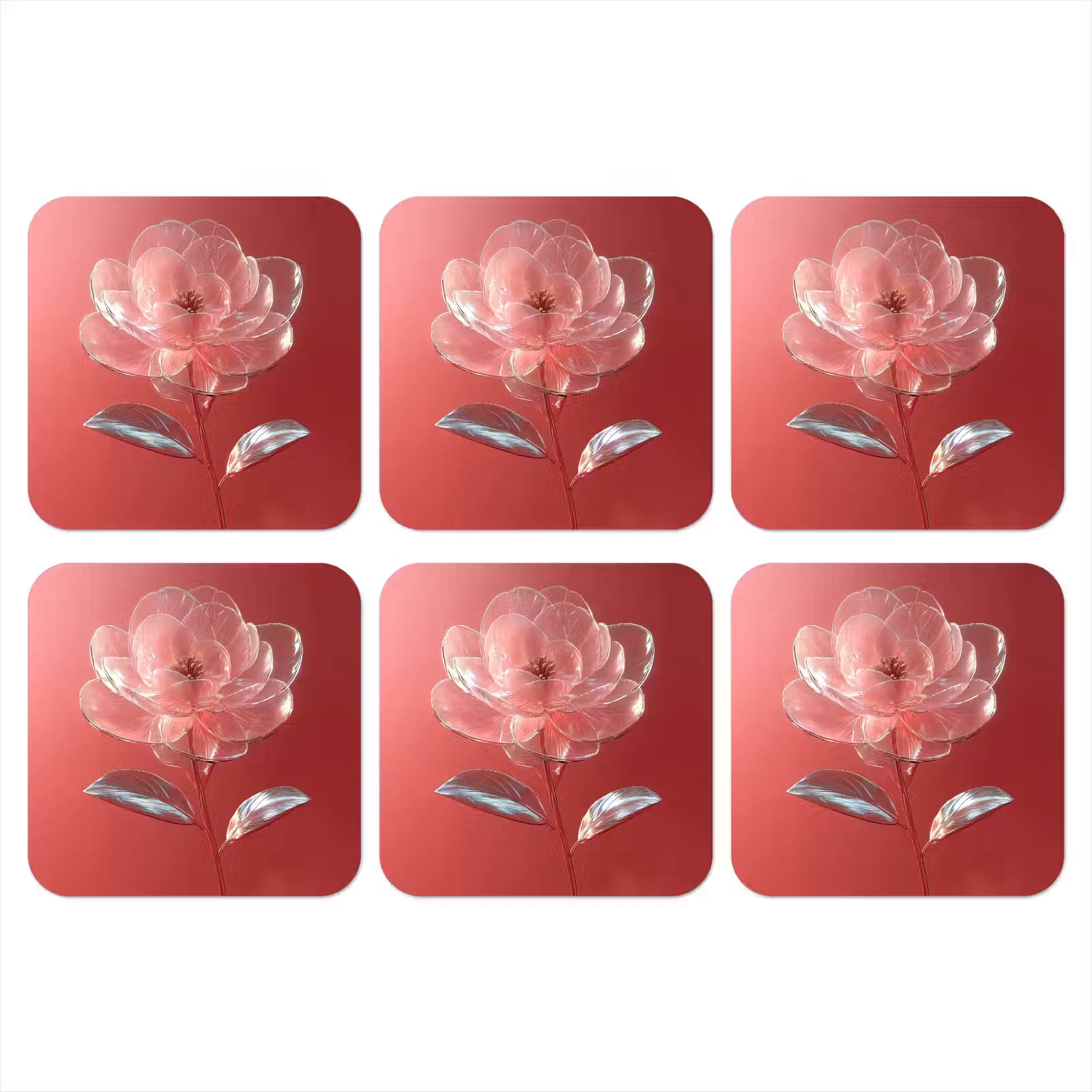 Onderzetter - Sierlijk - Bloem - Roze - Glazen — 1