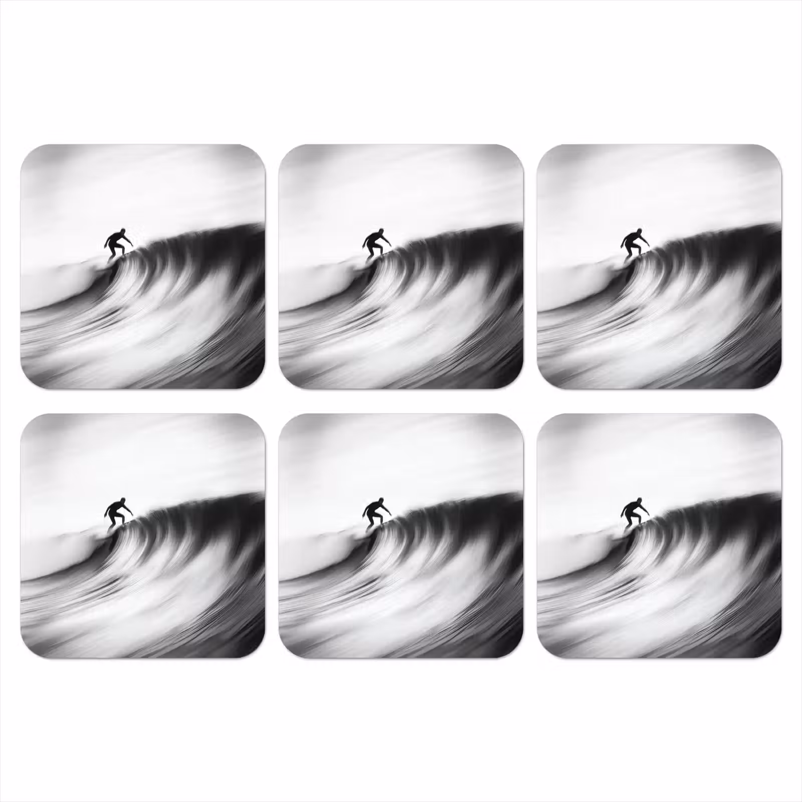Onderzetter - Surfer - Golf - Vervaagd - Zwart — 1