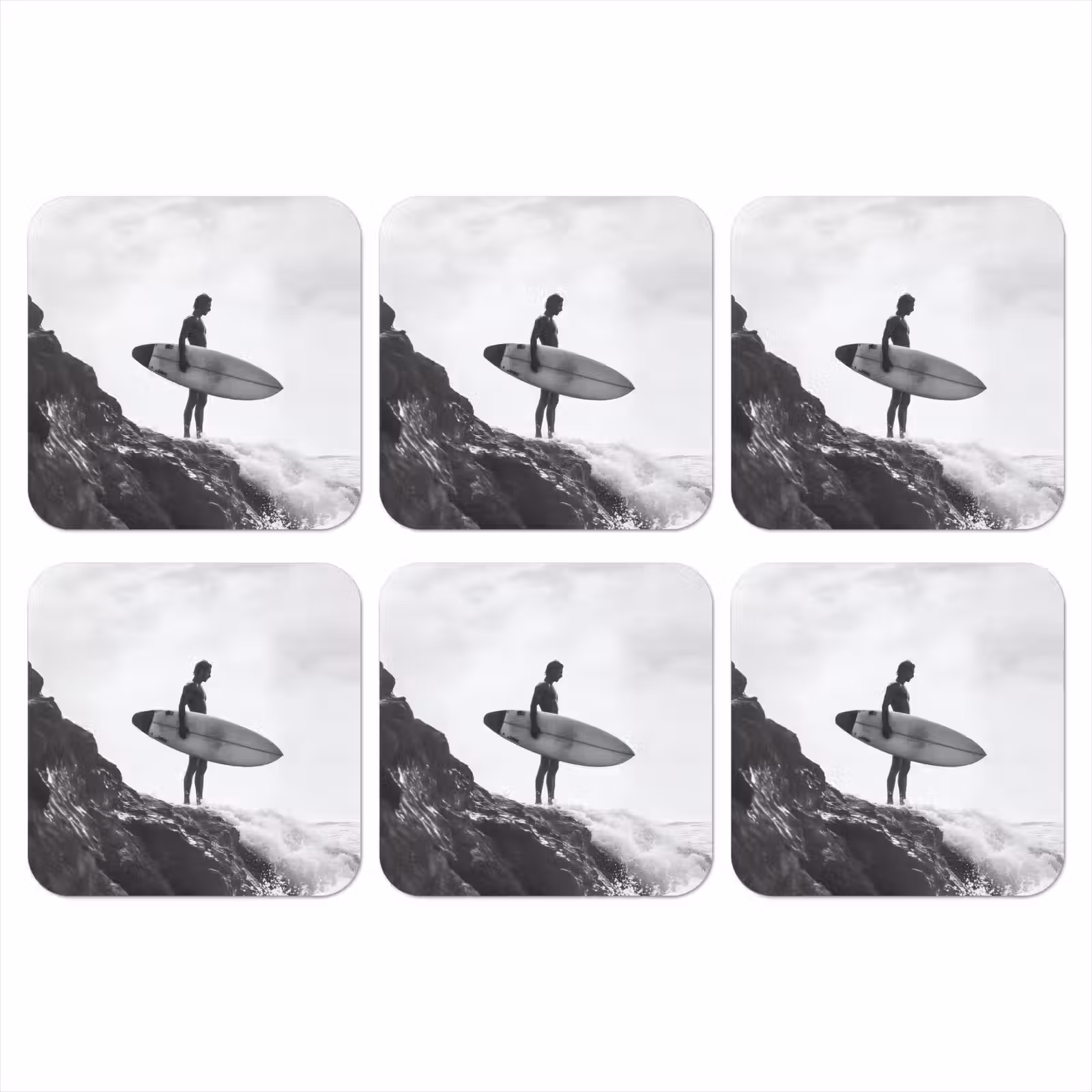 Onderzetter - Surfer - Rots - Oceaan - Golven — 1