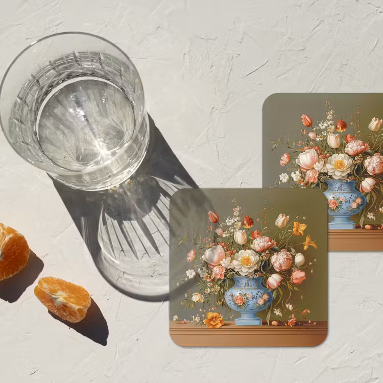 Onderzetter - Neutral - Bloemen - Boeket - Vaas — 3