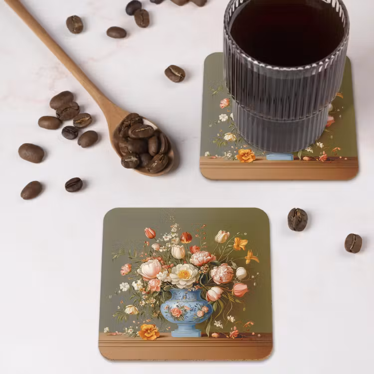 Onderzetter - Neutral - Bloemen - Boeket - Vaas — 4