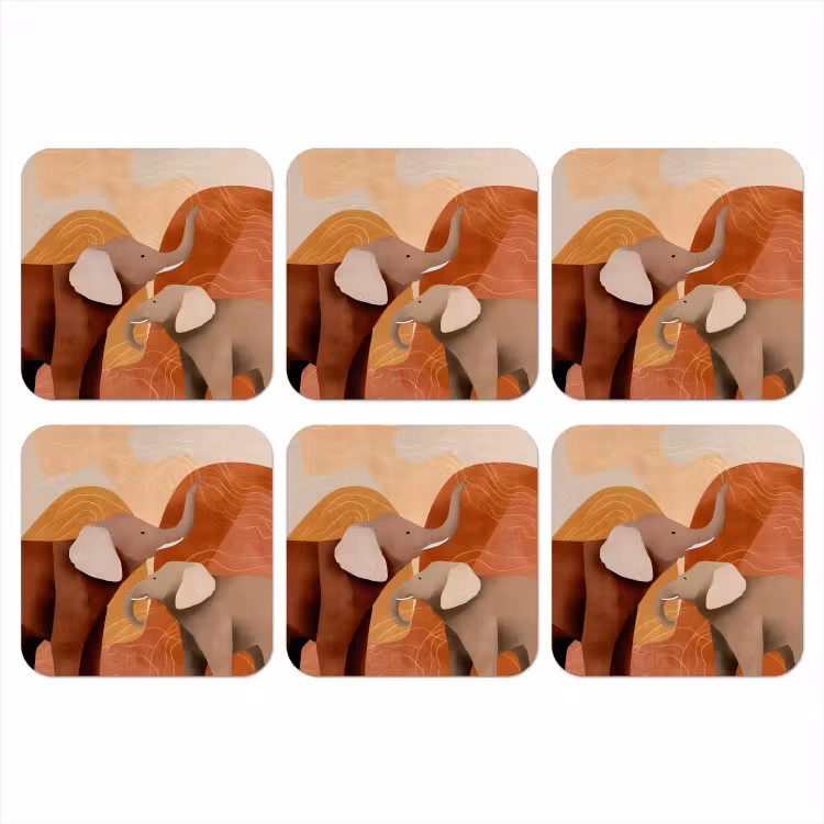 Onderzetter - Olifanten - Oranje - Abstract — 1