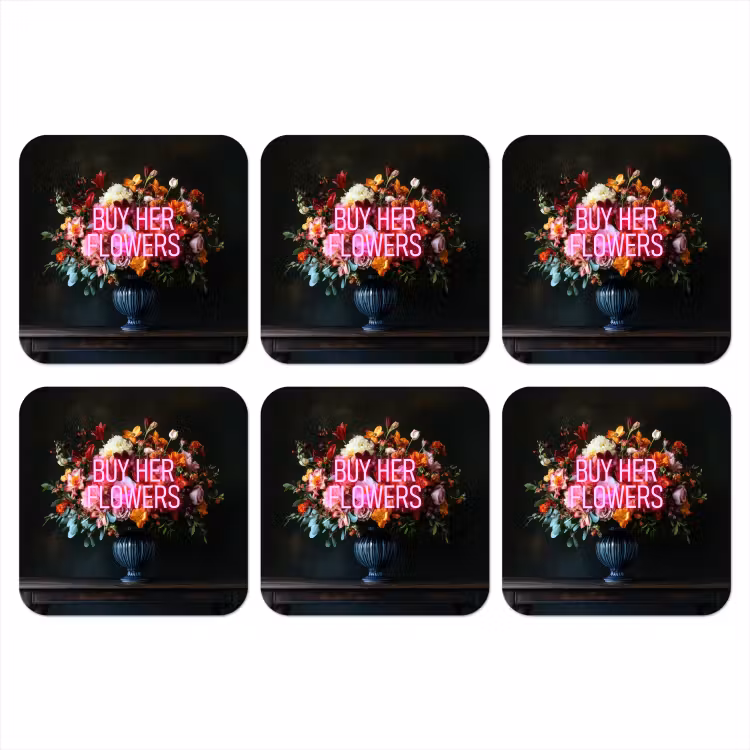 Onderzetter - Quote - Bloemen - Vaas - Neon — 1