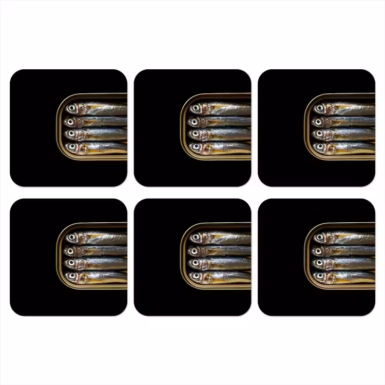 Onderzetter - Sardines - Blik - Zwart - Vissen — 1