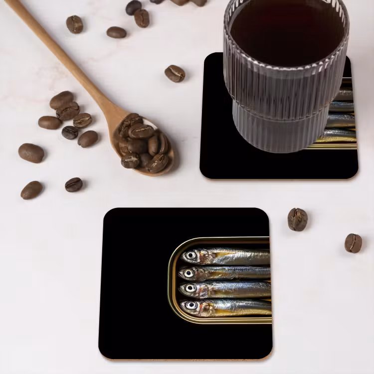 Onderzetter - Sardines - Blik - Zwart - Vissen — 4