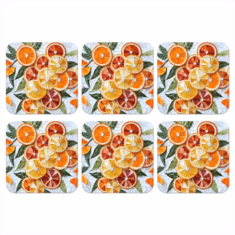 Onderzetter - Schijfjes - Fruit - Oranje - Mozaïek — 1