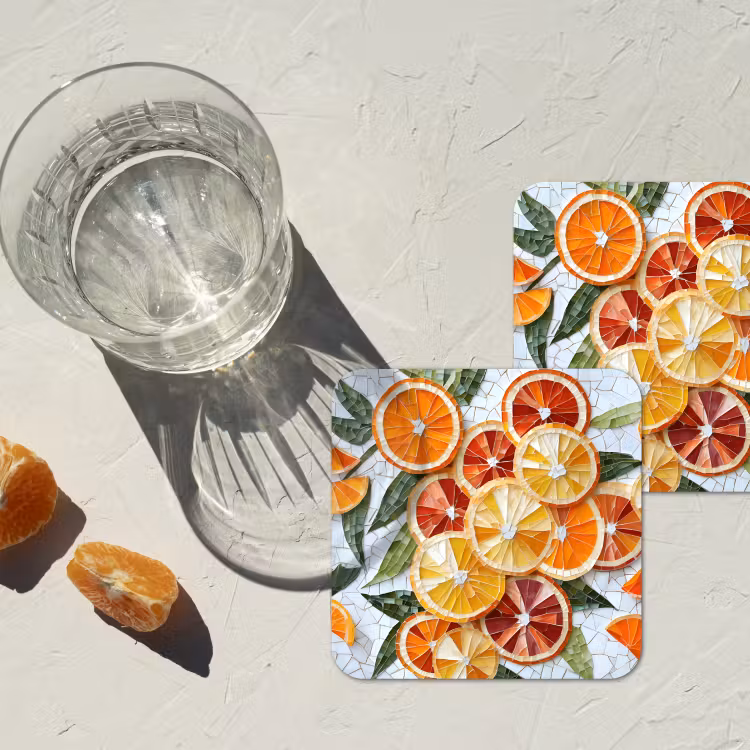 Onderzetter - Schijfjes - Fruit - Oranje - Mozaïek — 3