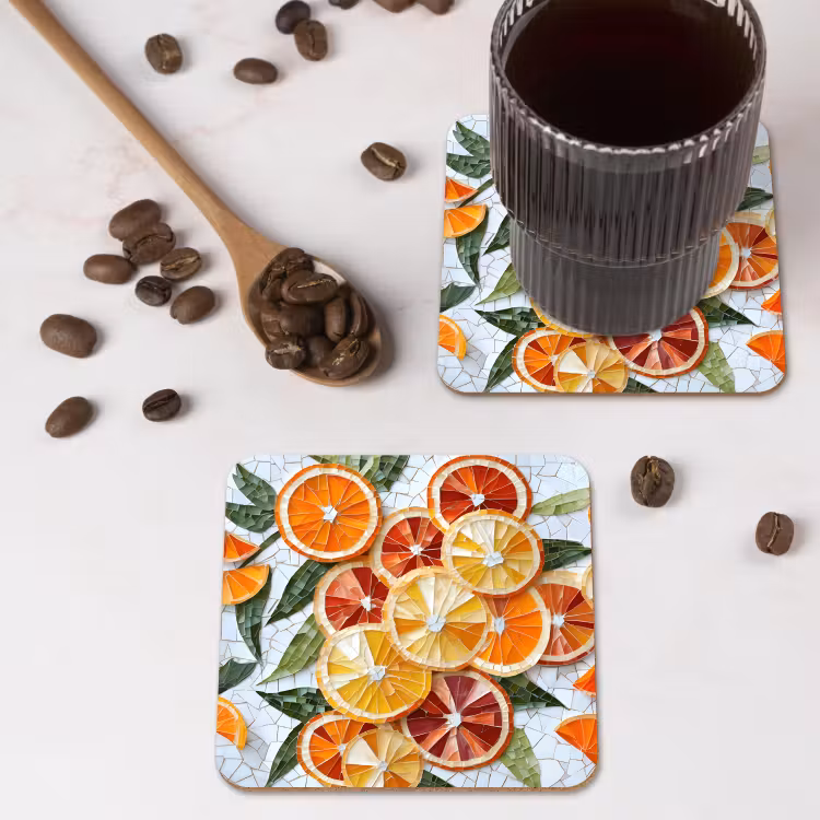 Onderzetter - Schijfjes - Fruit - Oranje - Mozaïek — 4