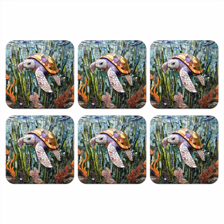 Onderzetter - Schildpad - Zeewier - Mozaïek — 1