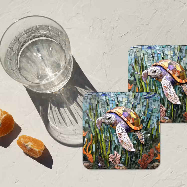 Onderzetter - Schildpad - Zeewier - Mozaïek — 3