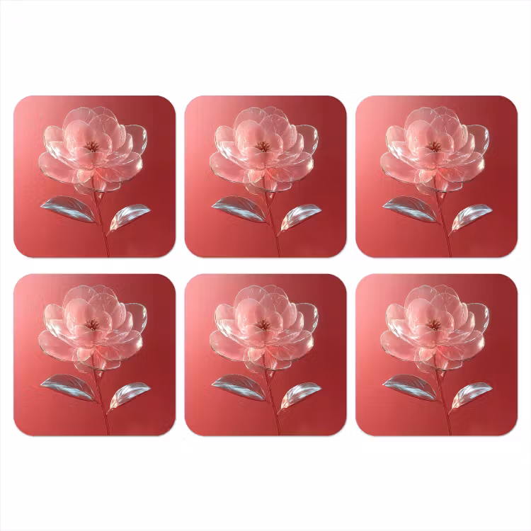 Onderzetter - Sierlijk - Bloem - Roze - Glazen — 1