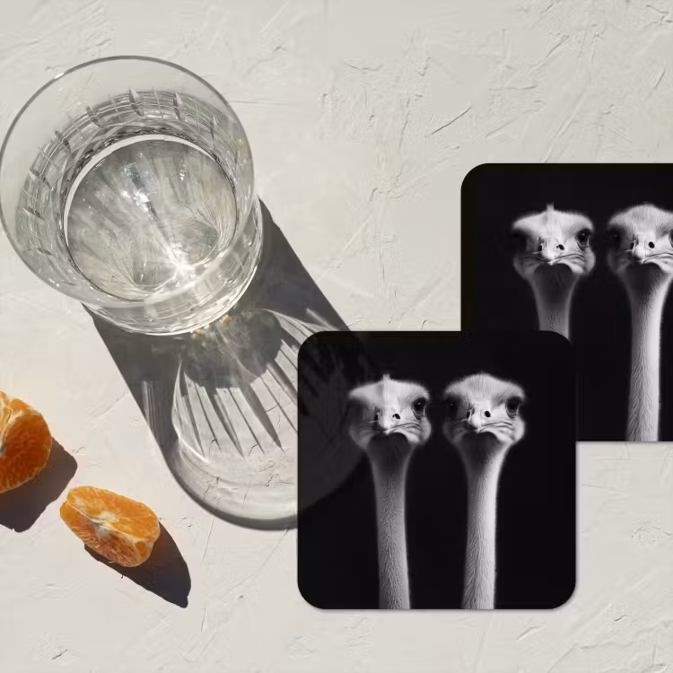 Onderzetter - Struisvogels - Halzen - Zwart - Minimalistisch — 3