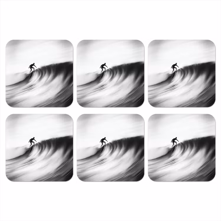 Onderzetter - Surfer - Golf - Vervaagd - Zwart — 1