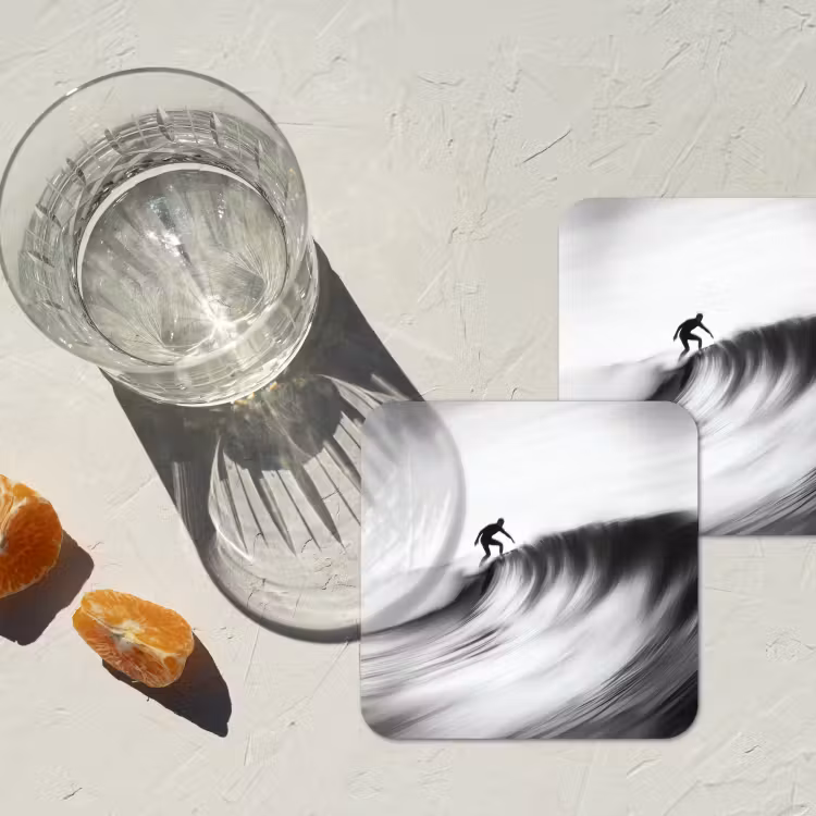 Onderzetter - Surfer - Golf - Vervaagd - Zwart — 3