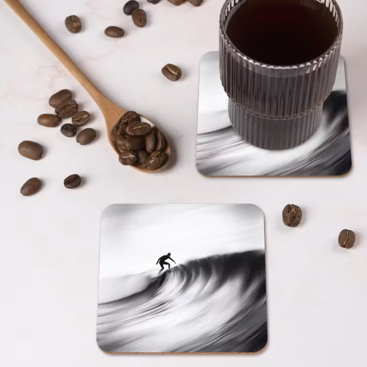 Onderzetter - Surfer - Golf - Vervaagd - Zwart — 4