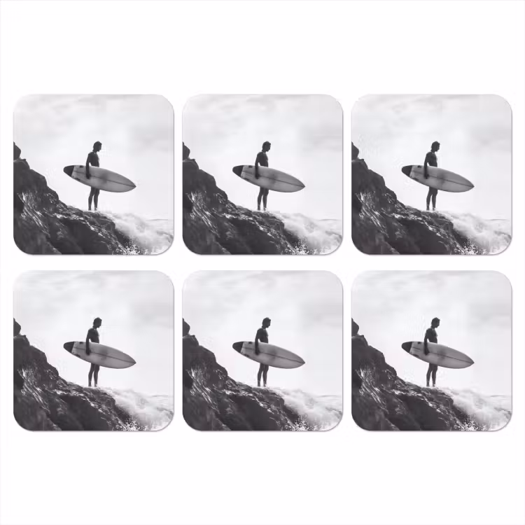 Onderzetter - Surfer - Rots - Oceaan - Golven — 1