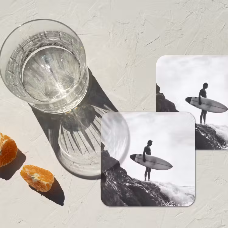 Onderzetter - Surfer - Rots - Oceaan - Golven — 3