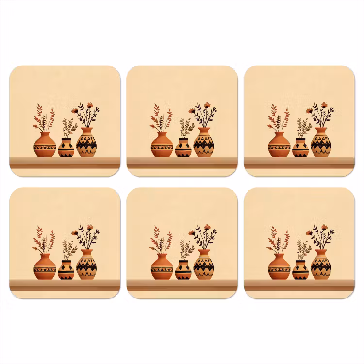 Onderzetter - Vazen - Bloemen - Bladeren - Minimalistisch — 1
