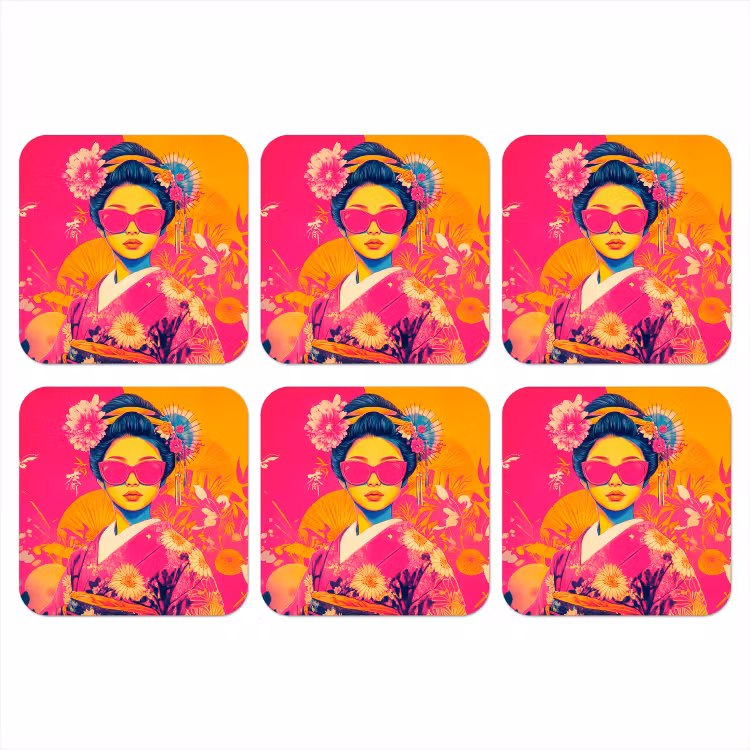 Onderzetter - Vrouw - Zonnebril - Abstract - Oranje — 1