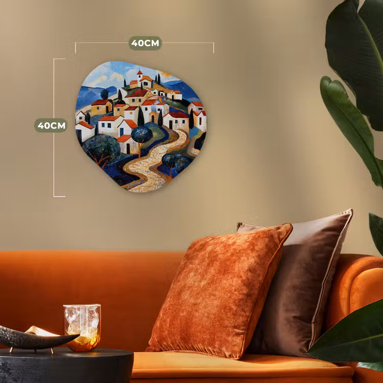 Organisch schilderij - Forex - Dorp - Heuvelachtig - Zon - Mozaïek — 4