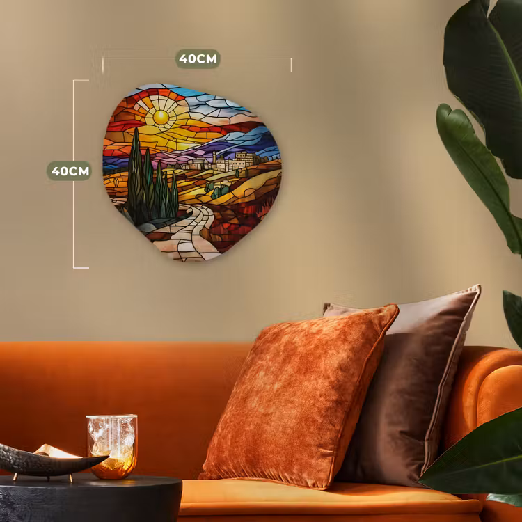 Organisch schilderij - Forex - Mozaïek - Zon - Landschap - Dorp — 4