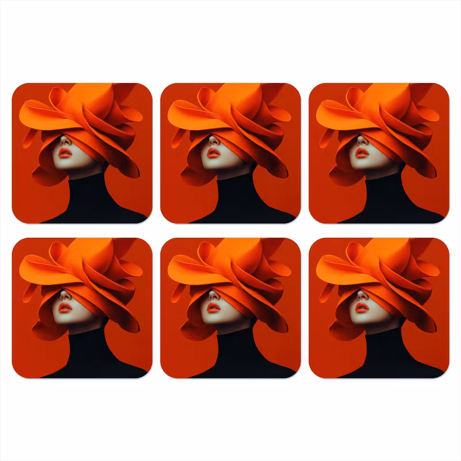 Onderzetter - Oranje - Hoed - Vrouw — 1