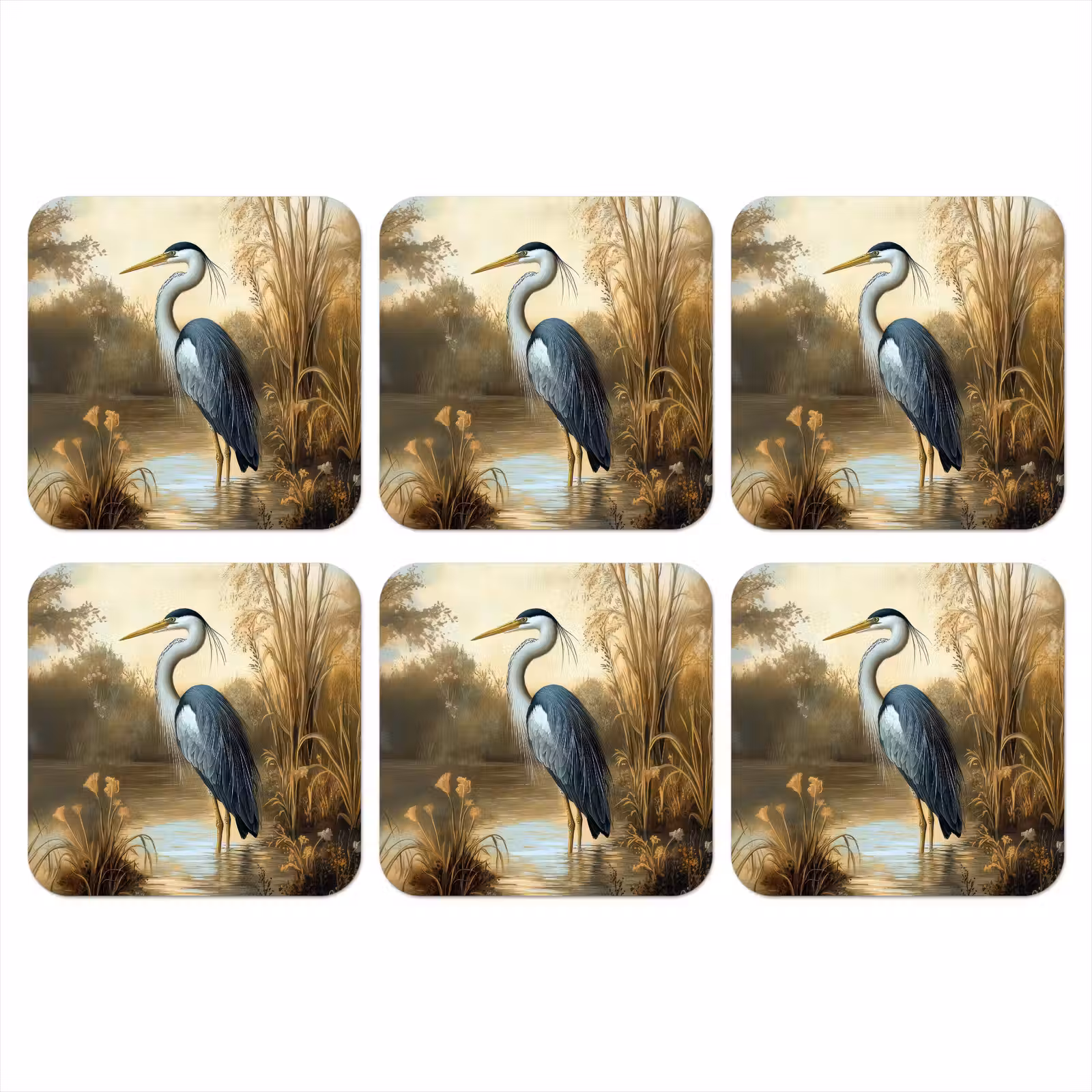 Onderzetter - Reiger - Water - Planten — 1