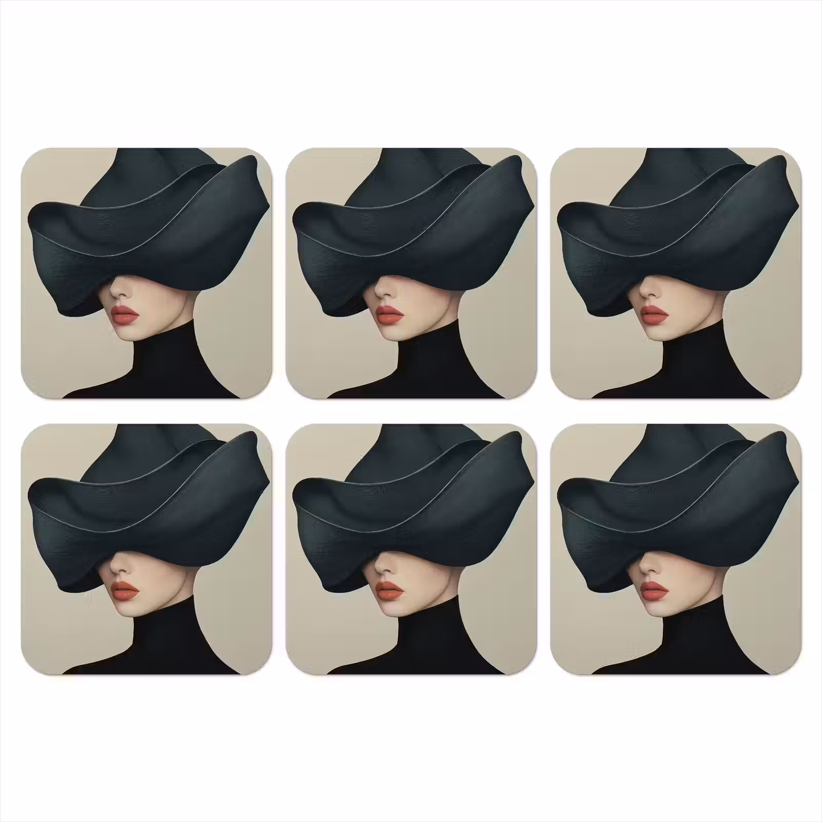 Onderzetter - Vrouw - Groen - Hoed — 1