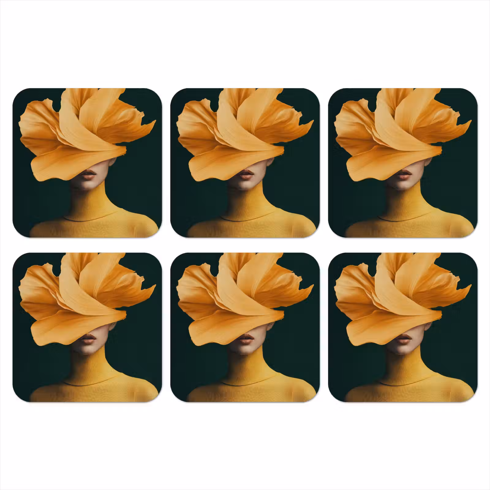 Onderzetter - Vrouw - Hoed - Geel — 1