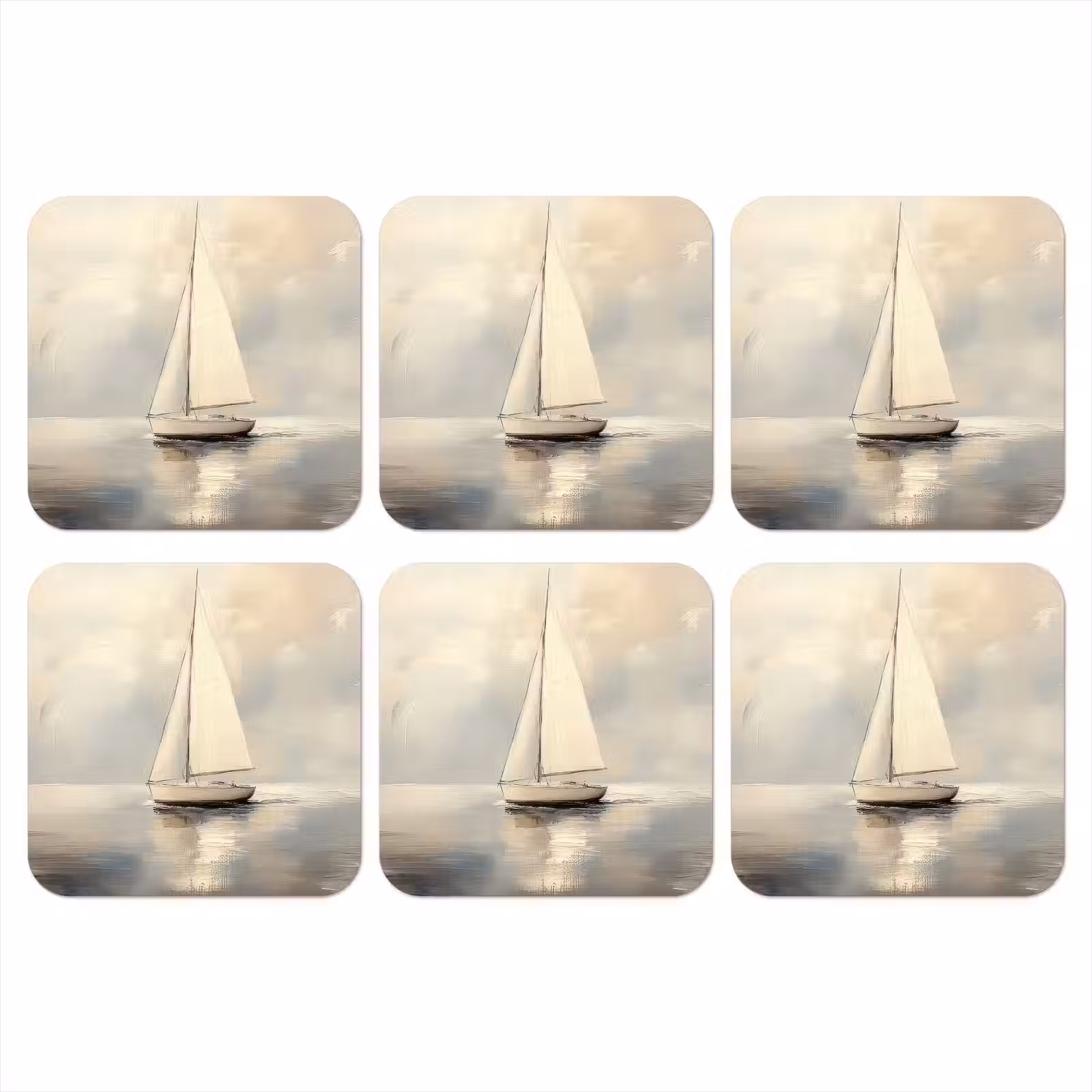 Onderzetter - Zeilschip - Zee - Bewolkt — 1