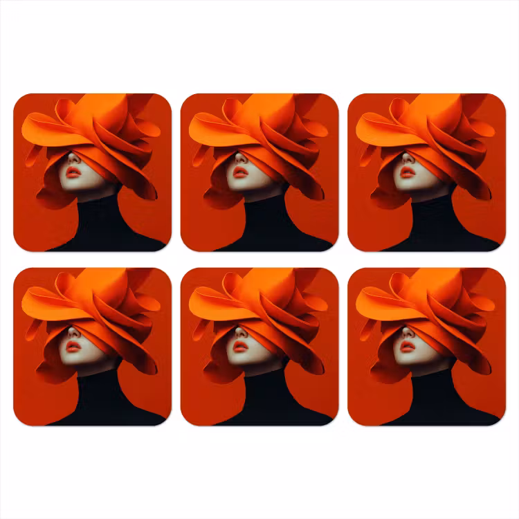 Onderzetter - Oranje - Hoed - Vrouw — 1