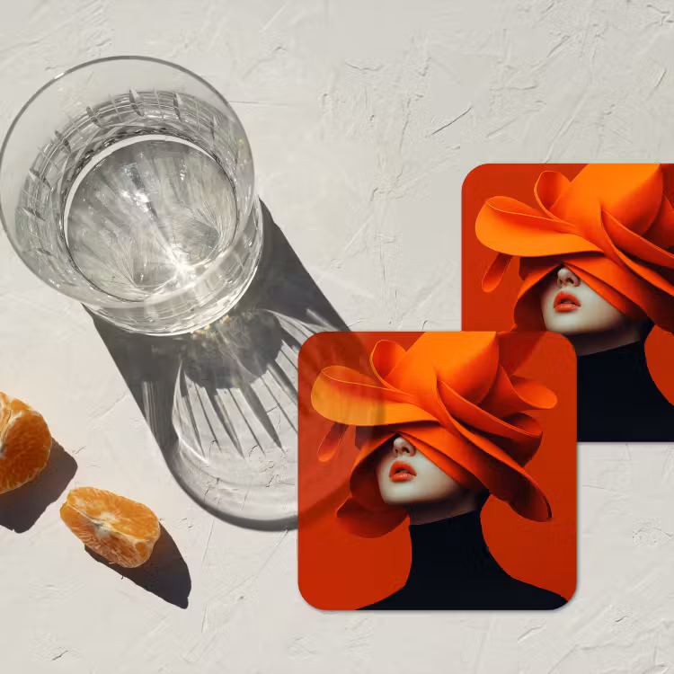 Onderzetter - Oranje - Hoed - Vrouw — 3