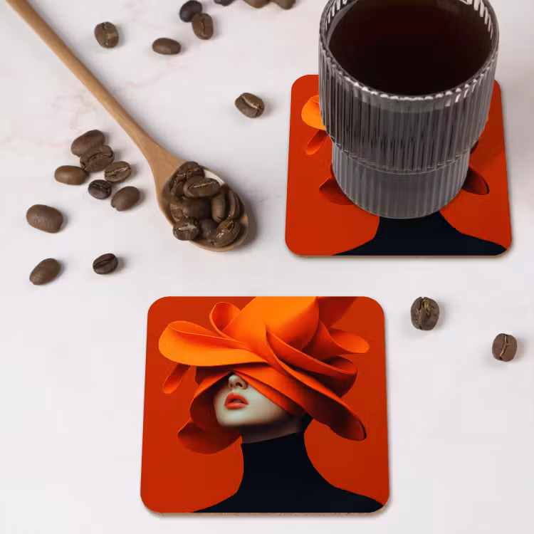 Onderzetter - Oranje - Hoed - Vrouw — 4