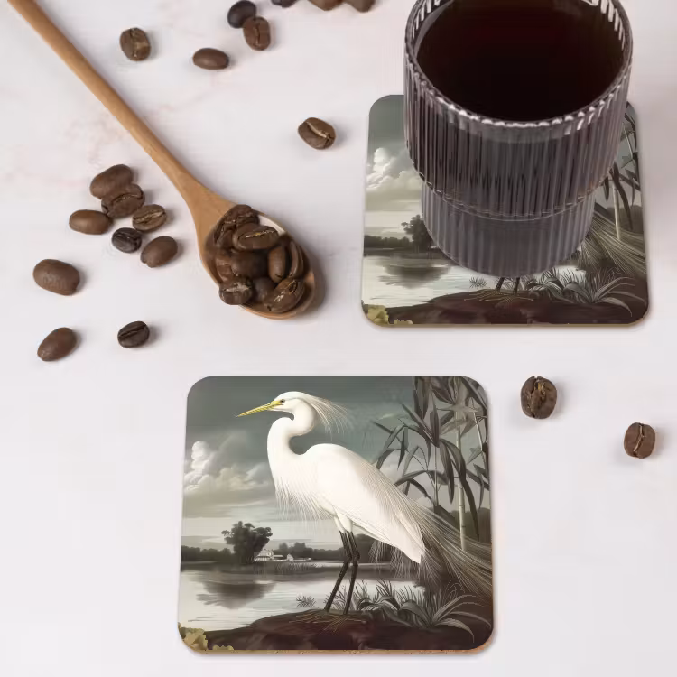 Onderzetter - Reiger - Planten - Wolken - Wit — 4
