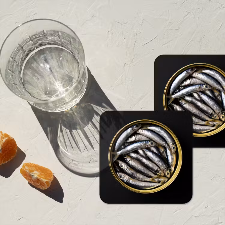 Onderzetter - Sardines - Vissen - Rond - Zwart — 3