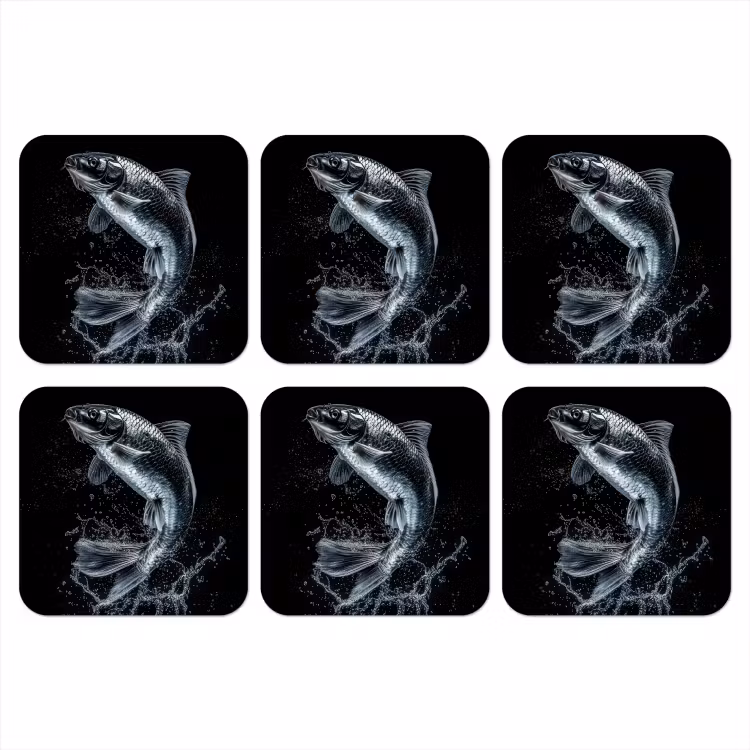 Onderzetter - Vis - Koi - Zwart - Water — 1