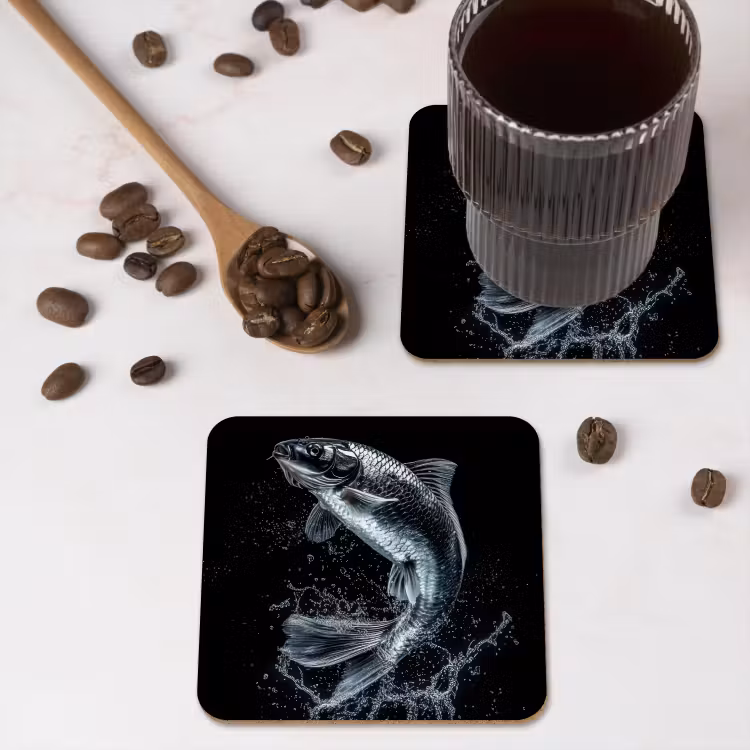Onderzetter - Vis - Koi - Zwart - Water — 4