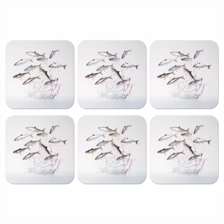 Onderzetter - Vissen - Water - Wit — 1