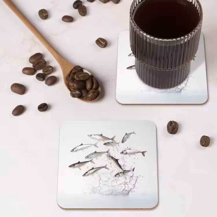 Onderzetter - Vissen - Water - Wit — 4