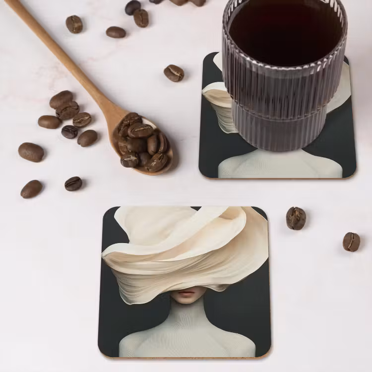 Onderzetter​ - Vrouw - Beige - hoed — 4